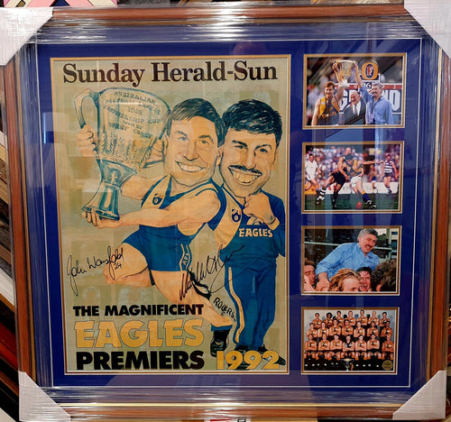 Worsfold & Malthouse signed original 1992 Premiership frame - Heroes Framing & Memorabilia
