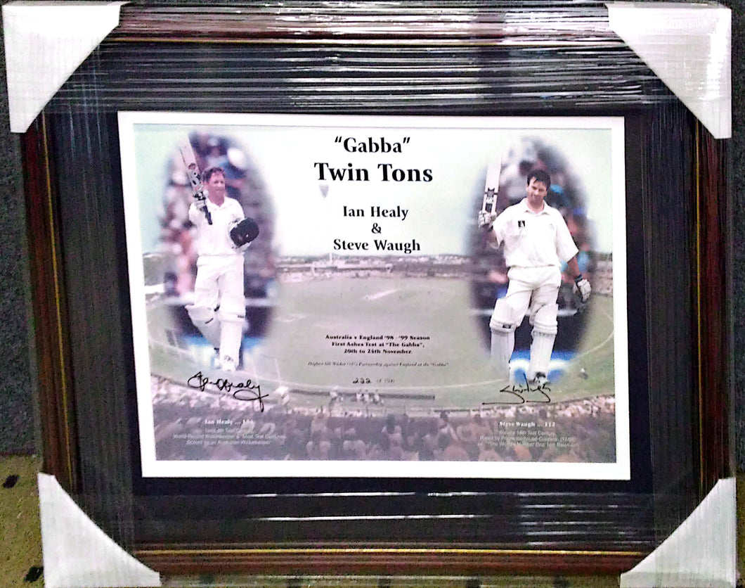 Ian Healy & Steve waugh Dual Signed Twin Tons LTD ED frame - Heroes Framing & Memorabilia
