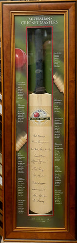 AUSTRALIAN CRICKET MASTERS Bat Signed by 11 Cricketing Legends - Heroes Framing & Memorabilia