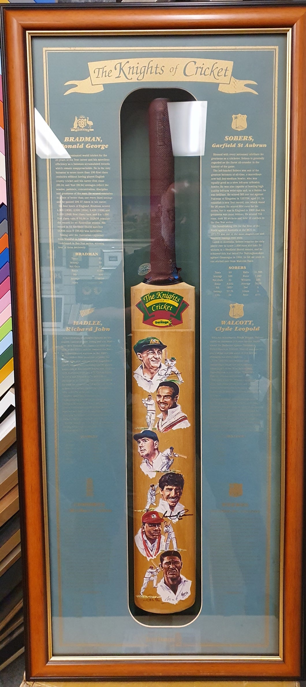 Kinghts of Cricket Signed  Bradman, Hadlee and Weeks 140/480 - Heroes Framing & Memorabilia
