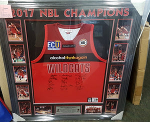 PERTH WILDCATS 2016 CHAMPIONSHIP TEAM SIGNED FRAMED JERSEY - Heroes Framing & Memorabilia