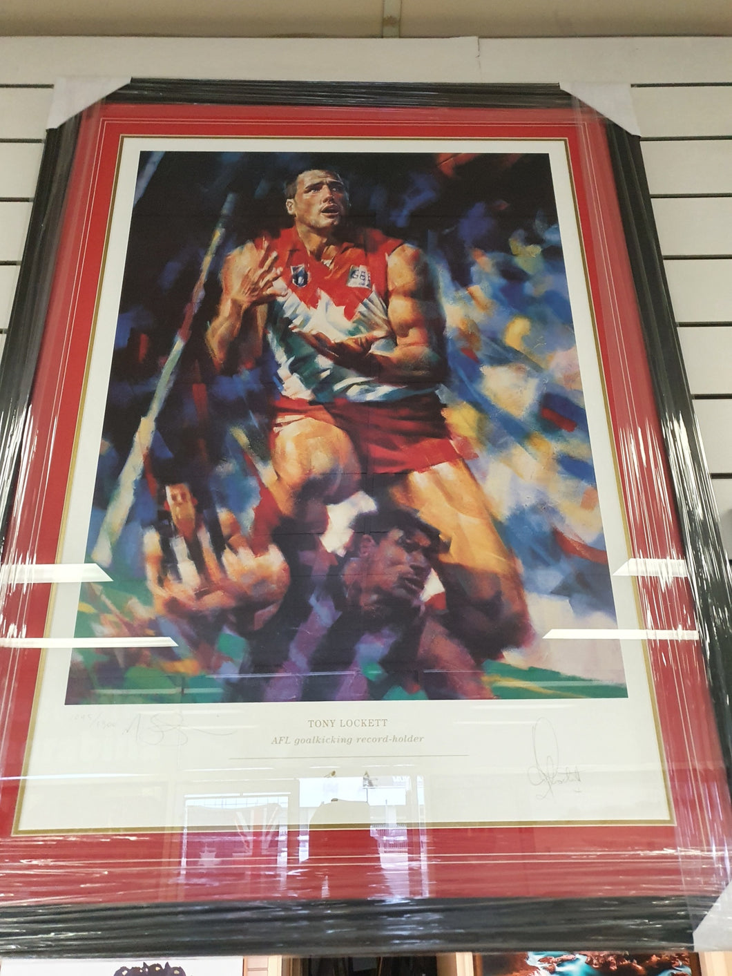 Tony Lockett Signed 1300 AFL Record Goal Kicking LTD ED Print. - Heroes Framing & Memorabilia