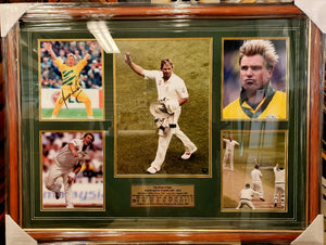 Shane Warne Signed large photo collage - Heroes Framing & Memorabilia
