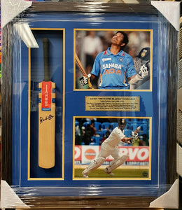 Sachin Tendulkar Signed bat and photos display - Heroes Framing & Memorabilia