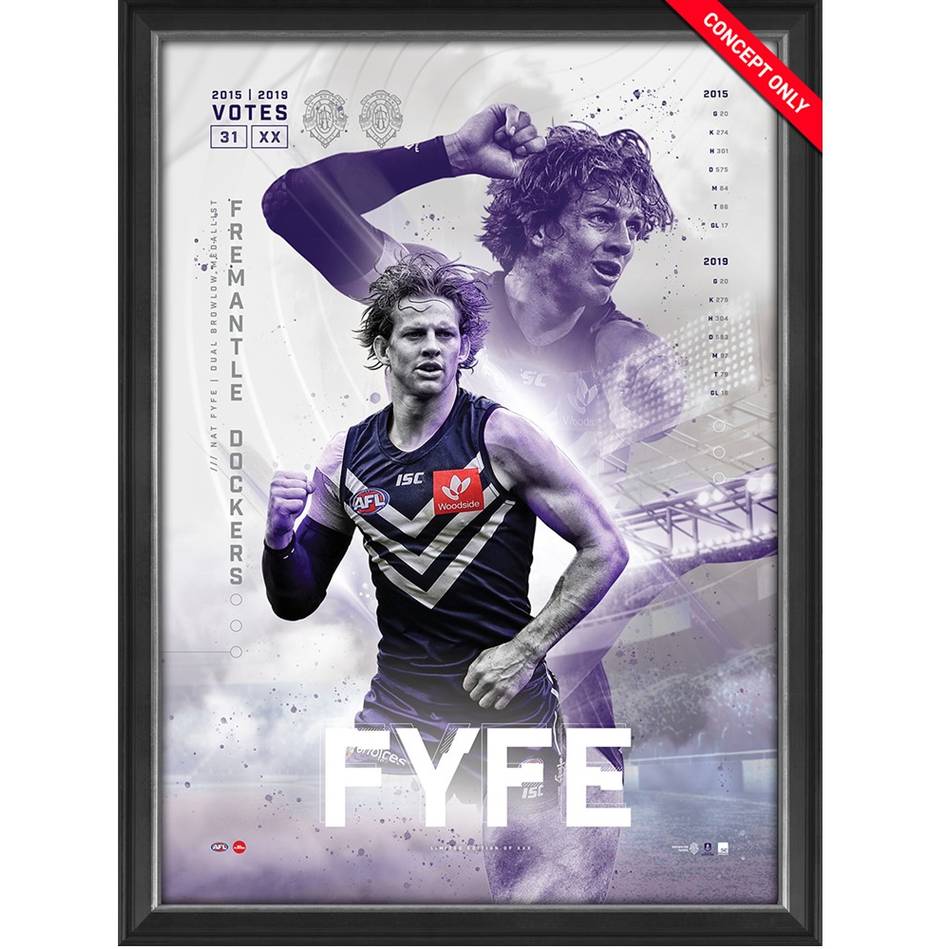 NAT FYFE 2019 BROWNLOW MEDAL FRAMED SPORTSPRINT - Heroes Framing & Memorabilia