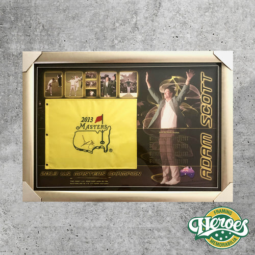 Adam Scott Signed and Framed US Masters Golf Flag - Heroes Framing & Memorabilia