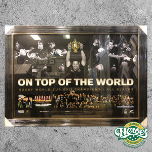 All Blacks - Rugby Union - World Cup Champions ' On Top of the World' Framed Print - Heroes Framing & Memorabilia