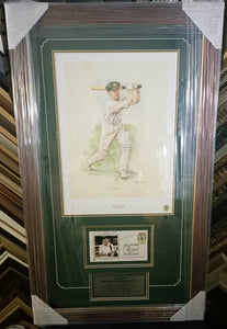 Bradman art print and autograph framed - Heroes Framing & Memorabilia