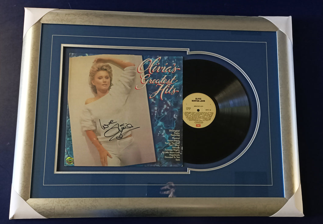 Olivia Newton-John greatest hits signed record - Heroes Framing & Memorabilia