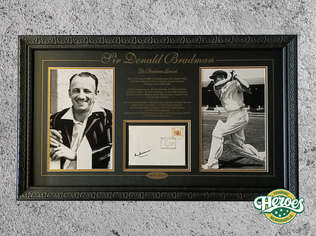 The Bradman Record signed autograph memorabilia piece - Heroes Framing & Memorabilia
