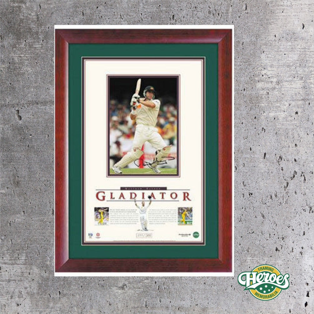 MATTHEW HAYDEN SIGNED LITHOGRAPH ‘GLADIATOR’ - Heroes Framing & Memorabilia