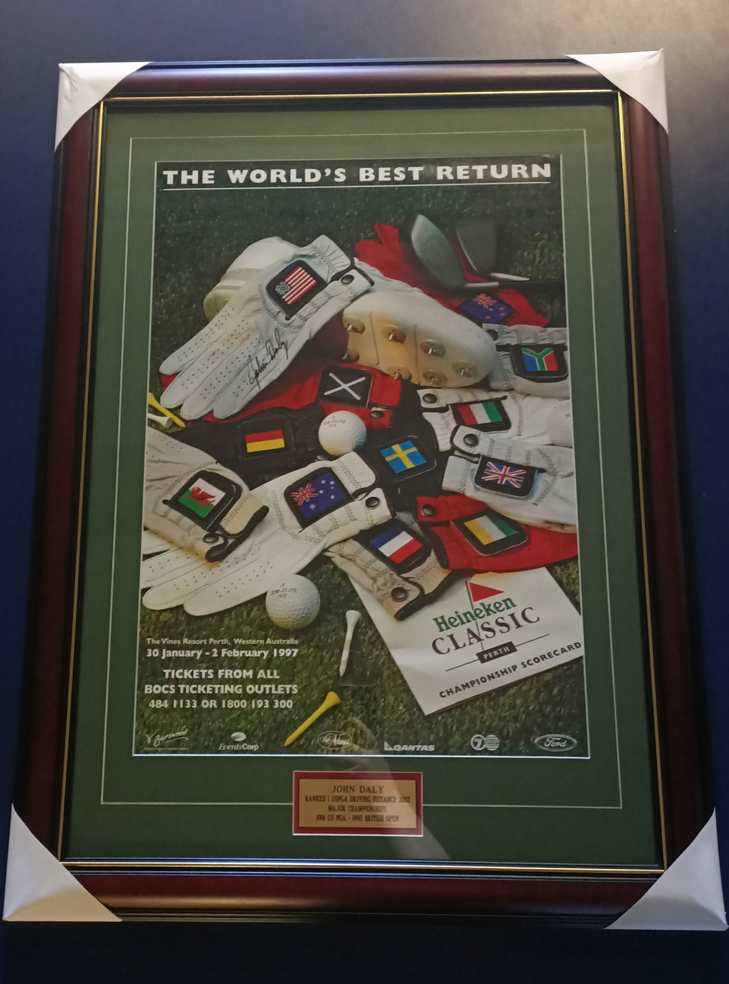 John Daly 1997 signed poster - Heroes Framing & Memorabilia