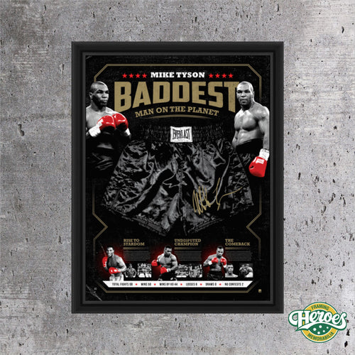 Mike Tyson – Signed & Framed Limited Edition Baddest Man on the Planet Trunks - Heroes Framing & Memorabilia
