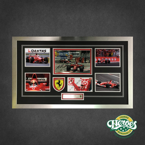 MICHAEL SCHUMACHER SIGNED MONTAGE - Heroes Framing & Memorabilia