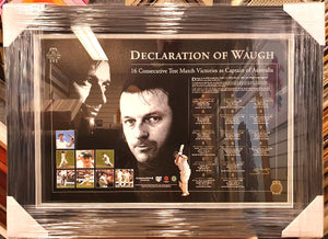 STEVE WAUGH, DECLARATION OF WAUGH SIGNED LTD ED FRAME - Heroes Framing & Memorabilia